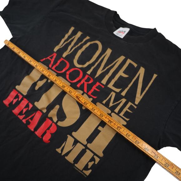 Vintage "Womens Adore Me, Fish Fear Me" Graphic T Shirt - Picture 6 of 8